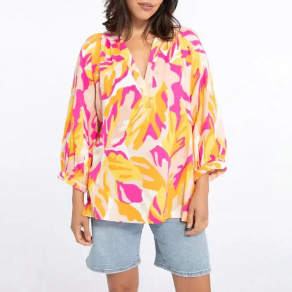 Sanctuary Clothing Women's Island Tunic Make A Splash Pink Yellow Orange Size 2X